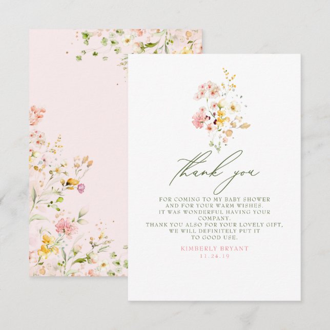 WildblommBaby Shower Little Tack Kort (Fram/baksida)