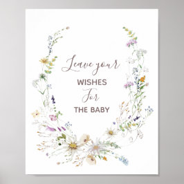 WildblommBaby Shower Önskemål för Baby-tecken Poster