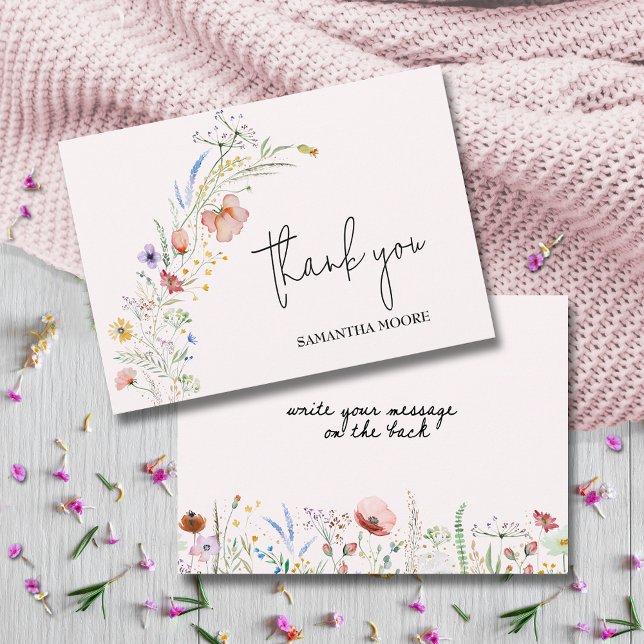 WildblommBaby Shower Rosa Tack Kort (Skapare uppladdad)