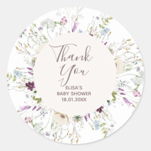 WildblommBaby Shower Tack Sticker Runt Klistermärke