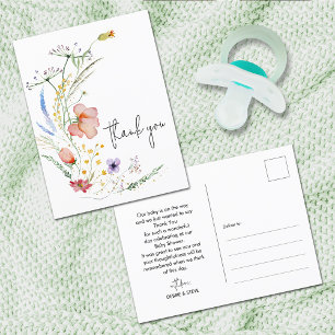 WildblommBaby Shower Tack Vykort