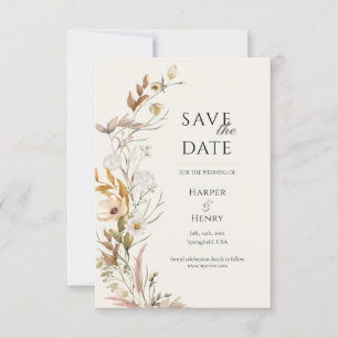 WildblommBeige Boho Botanical Spara Datumet