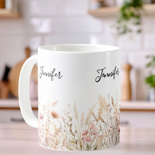Wildblommbeige rosa namn kaffemugg