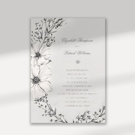 WildblommBlack Ivory Formal Elegant bröllop Inbjudningar