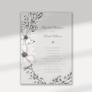 WildblommBlack Ivory Formal Elegant bröllop Inbjudningar