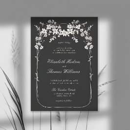 WildblommBlack White Boho Arch Elegant bröllop Inbjudningar