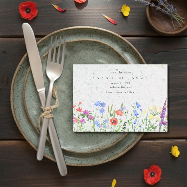 WildblommBoho Bröllop spara datum Datumet (Wildflower Boho Garden Wedding Save the Date)