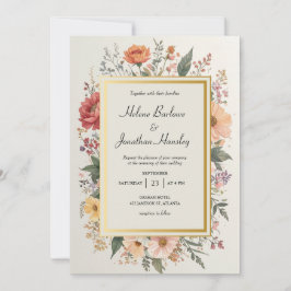 WildblommBoho Chic Blommigt Elegant bröllop Inbjudningar
