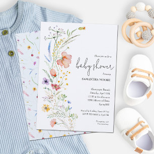 WildblommBoy Baby Shower Inbjudningar