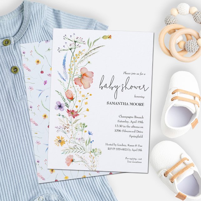 WildblommBoy Baby Shower Inbjudningar (Wildflowers boy baby shower invitations - Order INSTANT DOWNLOAD and or PRINTED or both! )