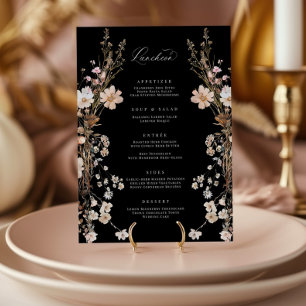 WildblommBröllop Lunch Menu Boho Möhippa Vykort
