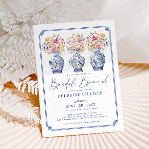 WildblommChinoiserie Porcelain Möhippa Brunch Inbjudningar