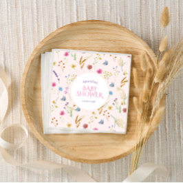 Wildblommduschrosa flicka pappersservett