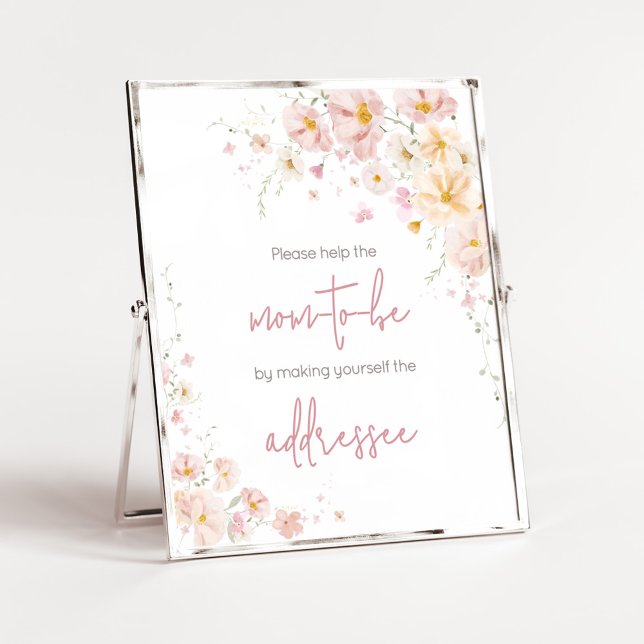 Wildblomme Baby i Bloom EnKupe Station Poster (Baby in Bloom Baby Shower Envelope Station Sign)