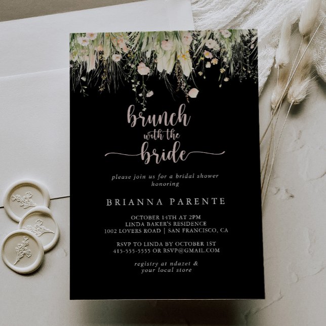 Wildblomme Black Brunch med Bride Shower Inbjudningar (Skapare uppladdad)