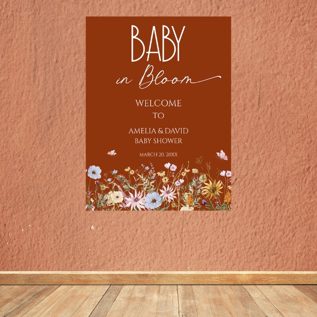 Wildblomme Brnt Orange Baby i Bloom Baby Shower Poster (Skapare uppladdad)