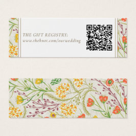 Wildblomme Bröllop Gift-registreringsnummer QR Litet Visitkort