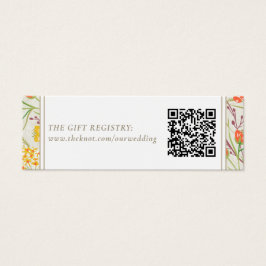 Wildblomme Bröllop Gift-registreringsnummer QR Litet Visitkort