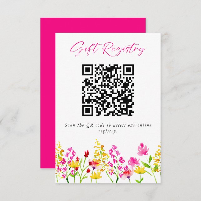Wildblomme Bröllop Gift-registreringsnummer QR Tilläggskort (Fram/baksida)