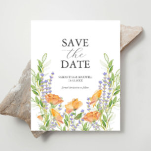 Wildblomme Bröllop tema Spara datum Flygblad