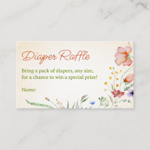 Wildblomme Diaper Raffle Biljett Blommigt Baby Sho Tilläggskort
