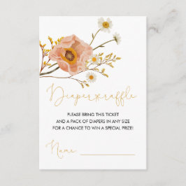Wildblomme Diaper Raffle Biljett , Bohemian Shower Tilläggskort