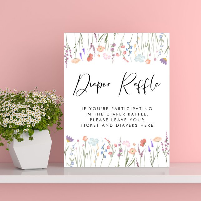 Wildblomme Diaper Raffle Drop Off Baby Shower Poster (Skapare uppladdad)