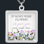 Wildblomme Editable Dikt Mors dag Silverpläterat Halsband<br><div class="desc">Wildblomhalsband med redigerbar mors dag dikt som för närvarande lyder: "Om mamma var blommor skulle jag plocka dig varje gång." Utformningen har en vattenfärgsfärgad blommigt gräns av vild blommor i rosa lilac gult och blått. Du kan ändra teckensnittet eller bakgrunden färg till kostym (klicka på "redigera med verktyg").</div>