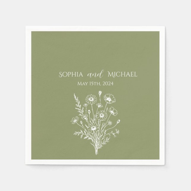 Wildblomme Elegance-Bröllop-Napkins Pappersservett (Framsidan)