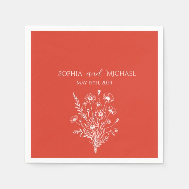 Wildblomme Elegance-Bröllop-Napkins Pappersservett (Framsidan)