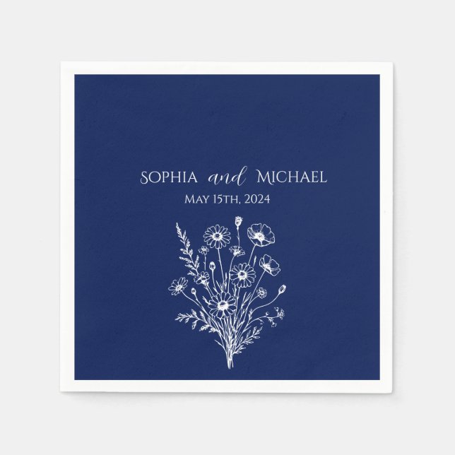 Wildblomme Elegance-Bröllop-Napkins Pappersservett (Framsidan)