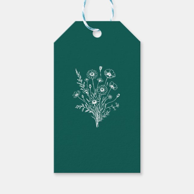 Wildblomme Elegance-Bröllop- Presentetikett (Framsidan)