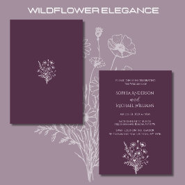 Wildblomme Elegance Bröllop Theme Lila Inbjudningar