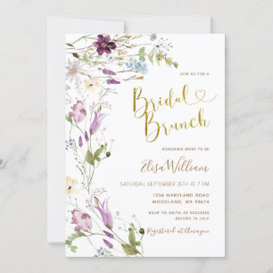 Wildblomme Elegant Möhippa Brunch Inbjudningar