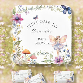 Wildblomme Fairy Butterfly Garden Flicka Shower Underlägg Papper Kvadrat