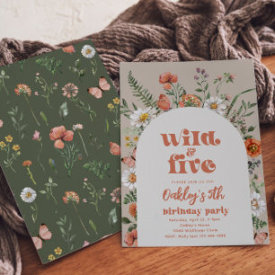 Wildblomme Femte Födelsedagsfest inbjudan