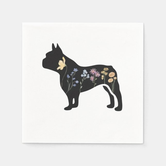 Wildblomme Fransk Bulldog Pappersservett (Framsidan)