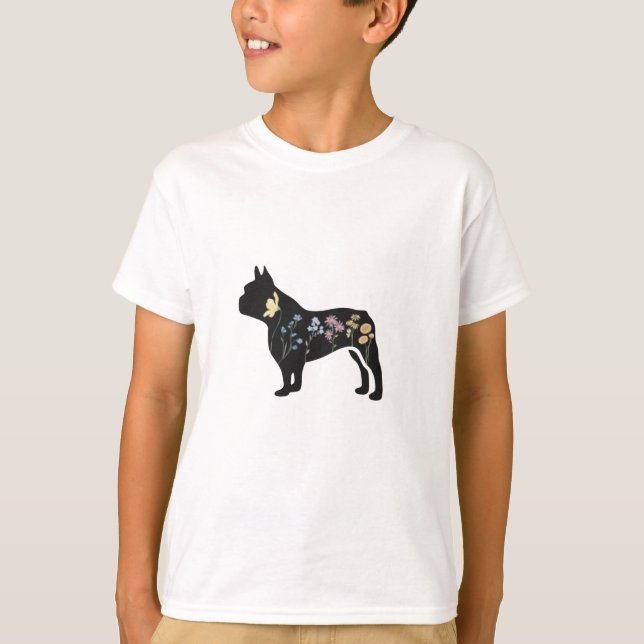 Wildblomme Fransk Bulldog T Shirt (Framsida)