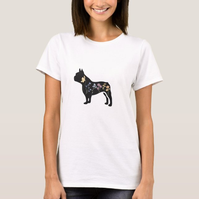 Wildblomme Fransk Bulldog T Shirt (Framsida)