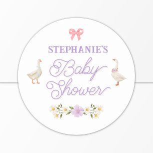 Wildblomme Geese Watercolor Baby Shower Runt Klistermärke