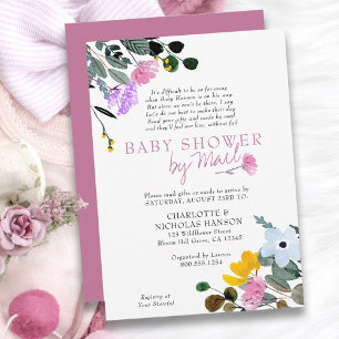 Wildblomme Gräsmatta Söt Baby Shower by Mail Inbjudningar