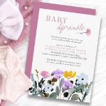 Wildblomme Gräsmatta Söt Baby Sprinkle Inbjudningar<br><div class="desc">Wildblomma baby sprinkle-inbjudan med personlig dikt. Utformningen har en blommigt gräns av vild blommor i rosa lilac gult och blått. Om du vill matcha produkter kan du bläddra i Gräsmatta Wildblomma eller meddela mig om du vill lägga till de designmallar du behöver.</div>