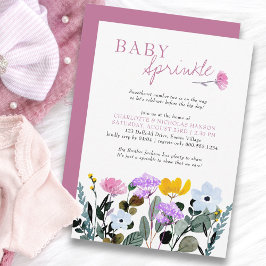 Wildblomme Gräsmatta Söt Baby Sprinkle Inbjudningar