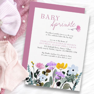 Wildblomme Gräsmatta Söt Baby Sprinkle Inbjudningar