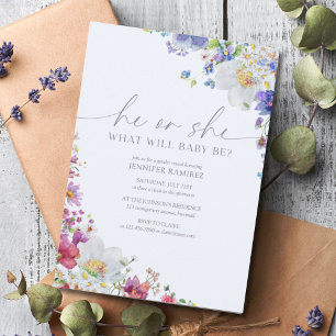 Wildblomme Han eller hon Elegant Gender Reveal Inbjudningar