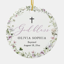 Wildblomme Lila Girl Girl Photo Baptism Ornament