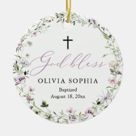 Wildblomme Lila Girl Girl Photo Baptism Ornament