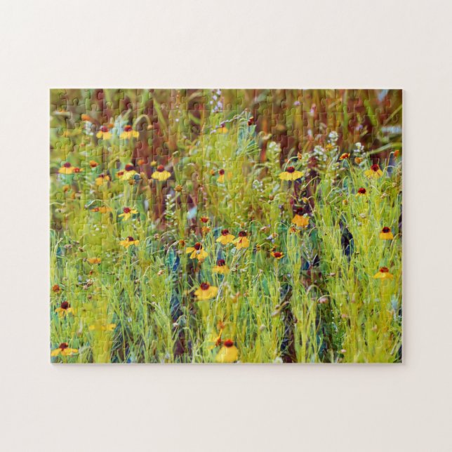 Wildblomme Meadow Art Puzzle Pussel (Horisontell)
