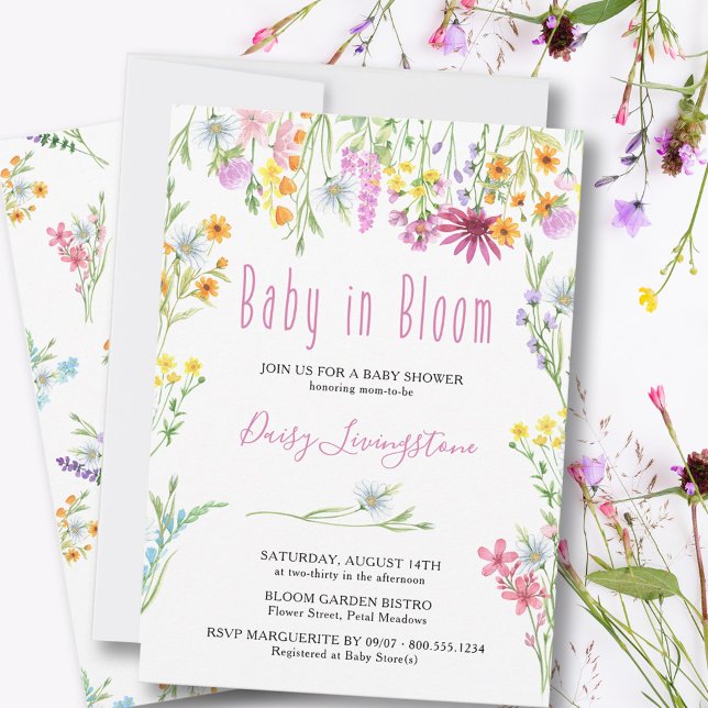 Wildblomme Meadow Baby i Bloom Baby Shower Inbjudningar (Skapare uppladdad)