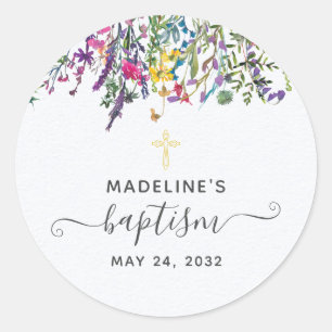 Wildblomme Meadow Baptism Runt Klistermärke
